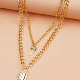 Lock-Key Double Chain Necklace - Hesper
