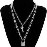 Lock-Key Double Chain Necklace - Hesper