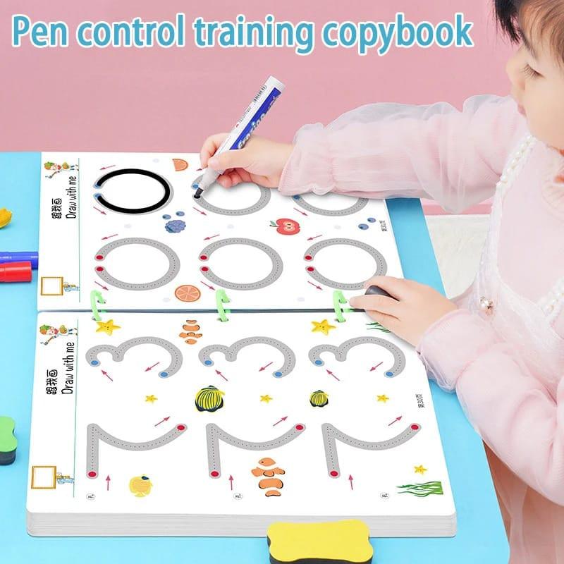 64 Pages Stroke Line Dot to Dot Reusable Tracing Workbook for Kids | Educational Learning Puzzle for Children