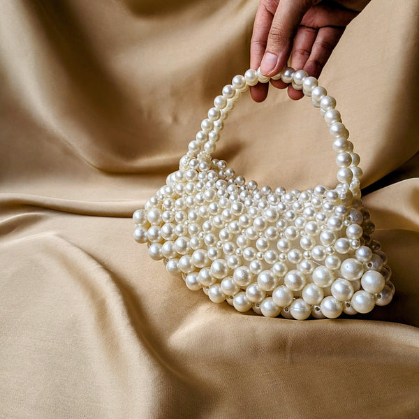 Crescent Pearl Beaded Handbag | Beaded Purse