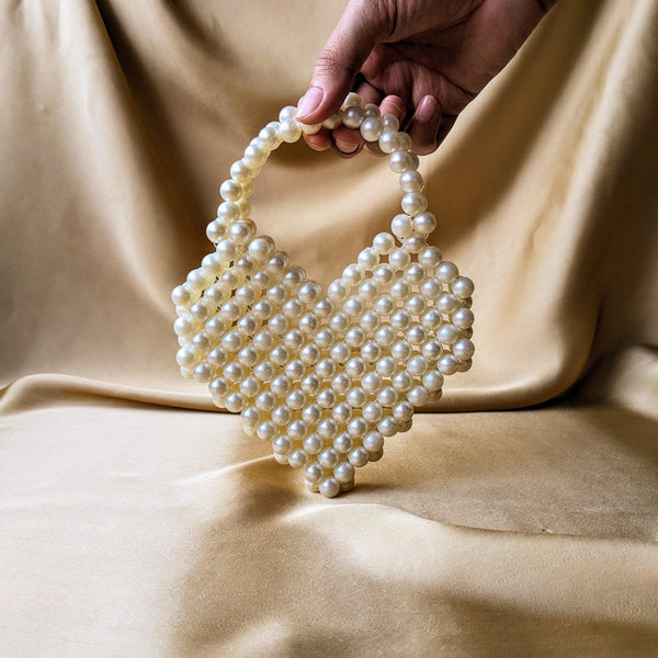 Mini Heart Pearl Beaded Handbag | Beaded Purse