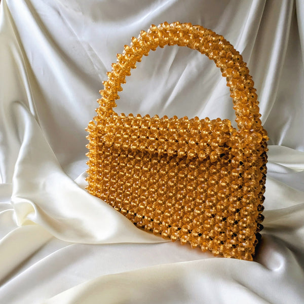 Rust Orange Beaded Handbag | Beaded Purse - Hesper