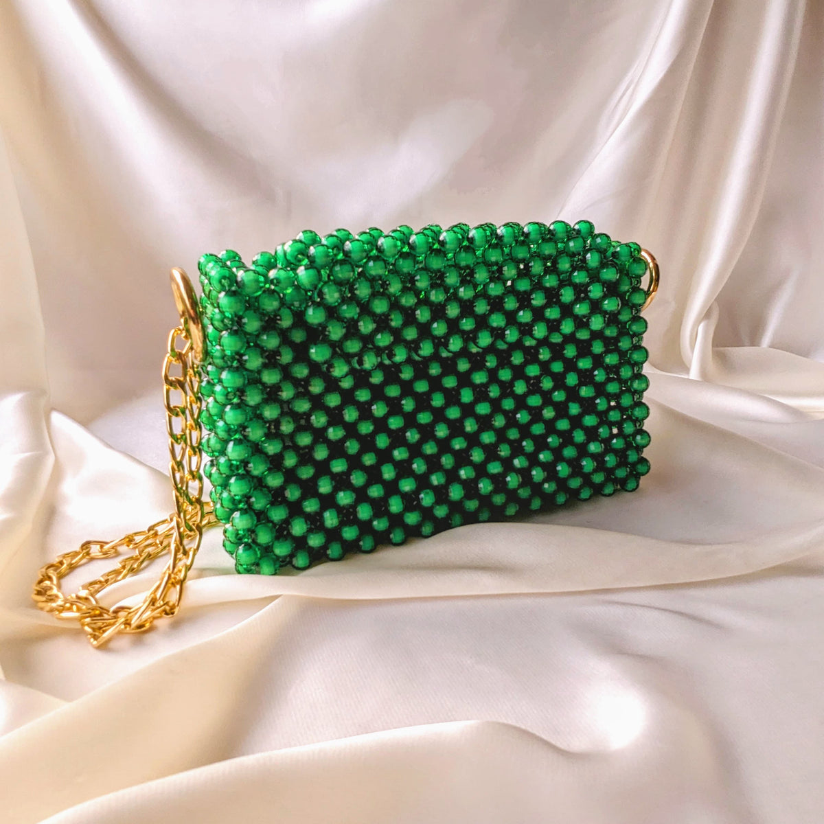 Emerald Green Beaded Bag - Hesper