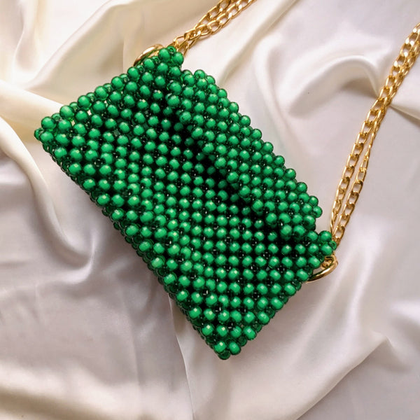 Emerald Green Beaded Bag - Hesper