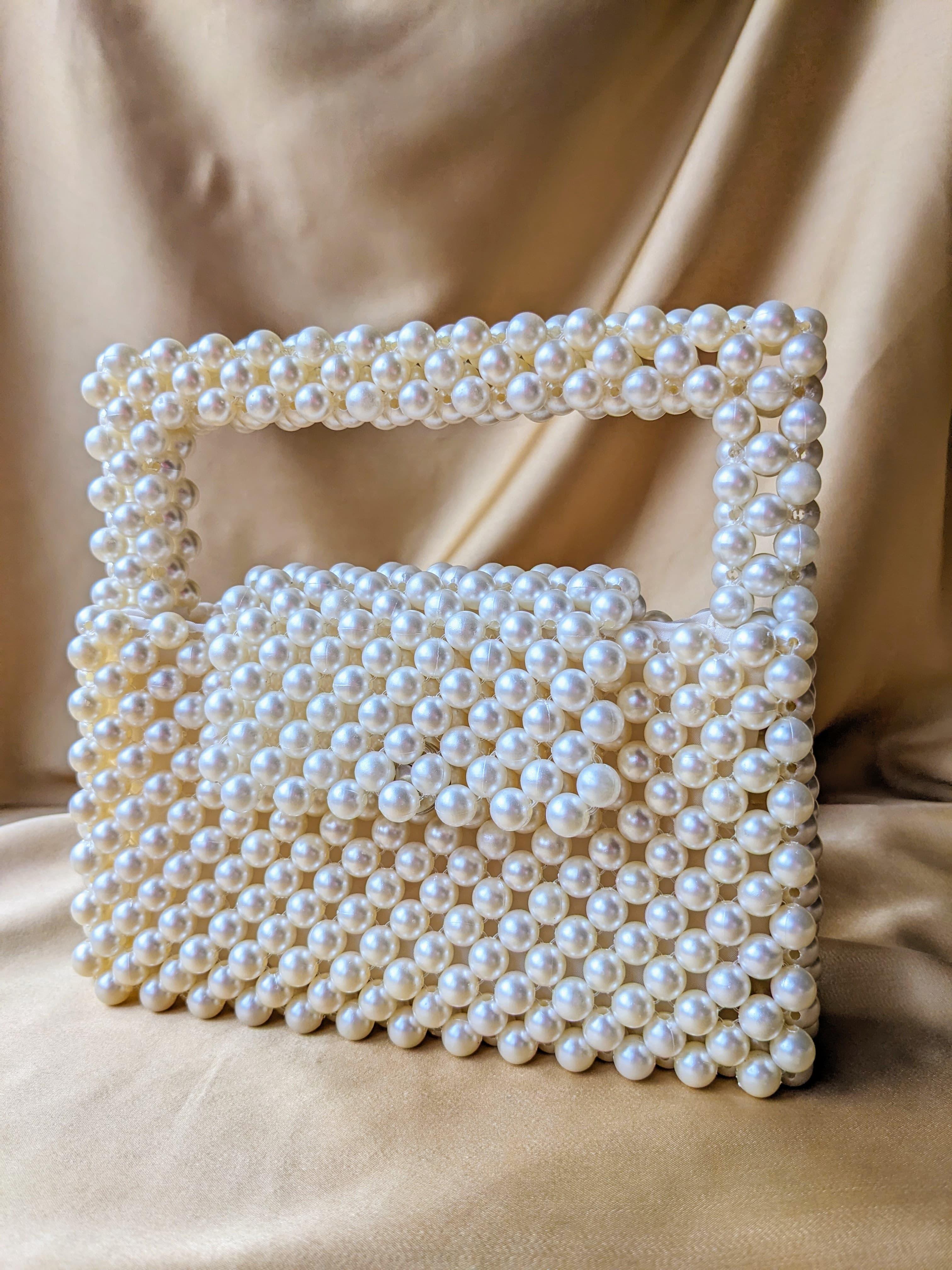 Square Pearl Beaded Handbag Beaded Purse Hesper