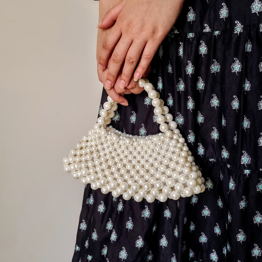 Crescent Pearl Beaded Handbag II | Beaded Purse