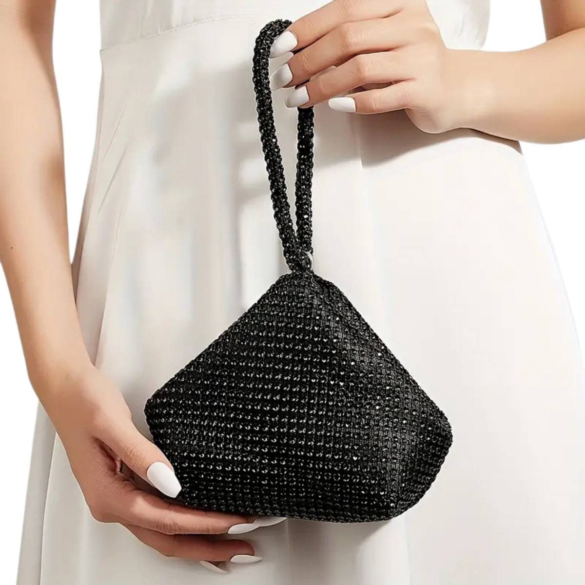 Mini Rhinestone Asymmetrical Shape Clutch
